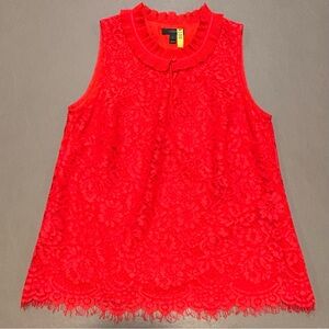 J Crew Red Lace Sleeveless Top